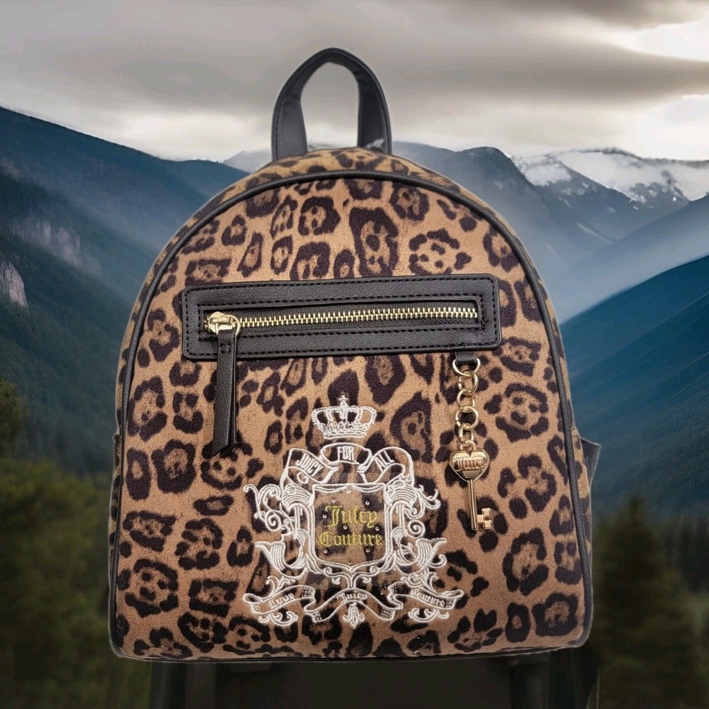 NWT‎ Juicy Couture Juicy For All Natural Leopard Cheetah Velour Mini Backpack